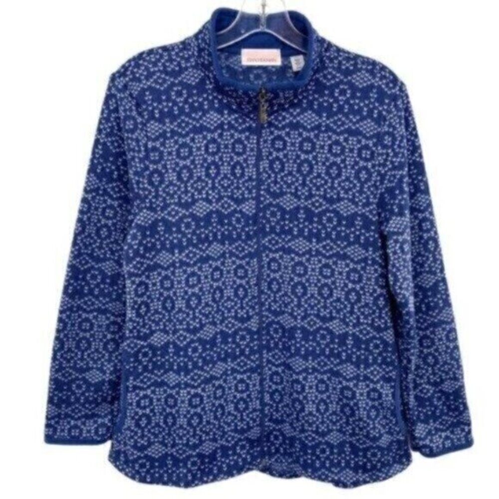 Stan Herman Women’s Blue Fleece Full Zip Pullover Lightweight Jacket